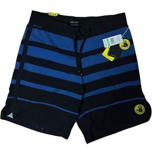 Body Glove Swim Trunks Mens L Blue Striped Asbury Eboard 19" W34 Activewear Surf
